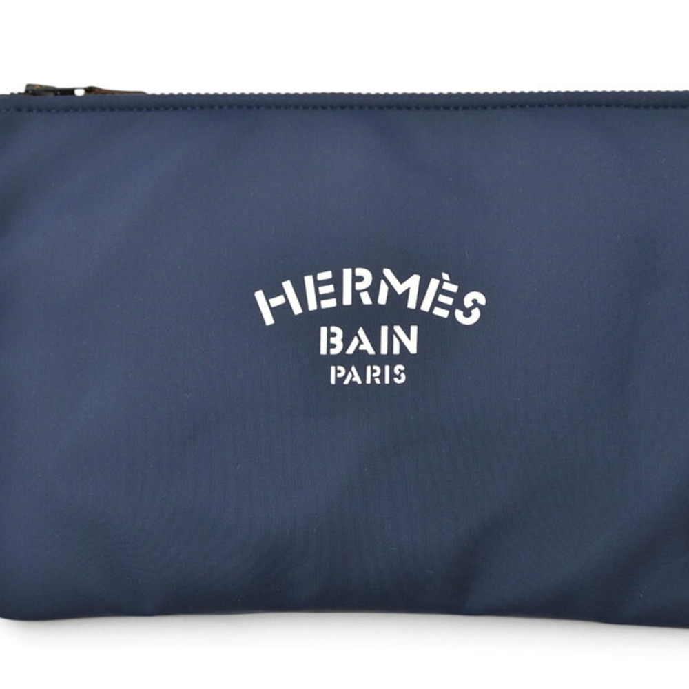 Hermes pouch, HERMES flat pouch Neoban MM nylon navy, women's.
